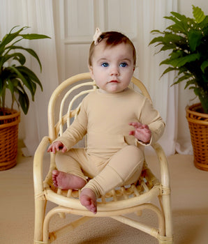 Change-A-Roo™ Front Opening Romper in Beige