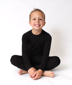 2 pc Loungewear Set in Jet Black- white logo