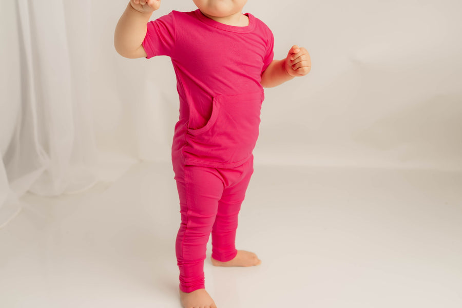 Front Opening Romper in Fuchsia | Bamboo Viscose