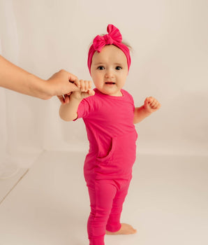 Front Opening Romper in Fuchsia | Bamboo Viscose