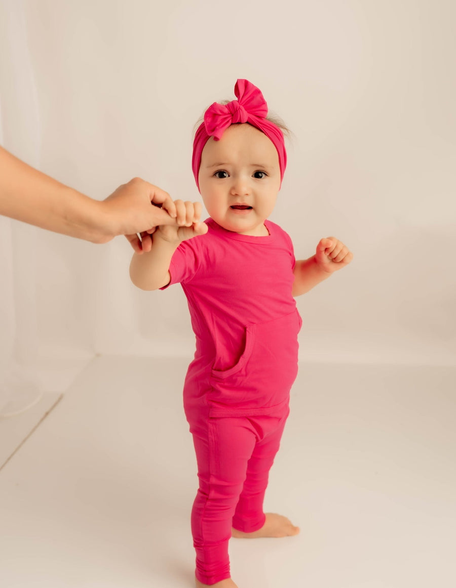 Front Opening Romper in Fuchsia | Bamboo Viscose