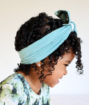 Headwrap in The Woodlands & Riviera Blue (Reversible)
