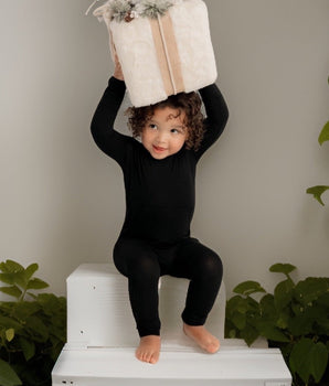 Front Opening Romper in Jet Black