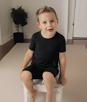 Front Opening Shortie Romper in Jet Black
