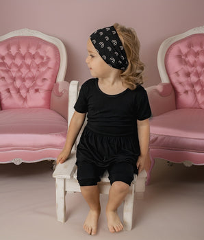 Switch-A-Roo ™ Reversible Opening Shortie Twirl Romper in Jet Black