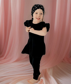 Switch-A-Roo™ Reversible Opening Twirl Romper in Jet Black