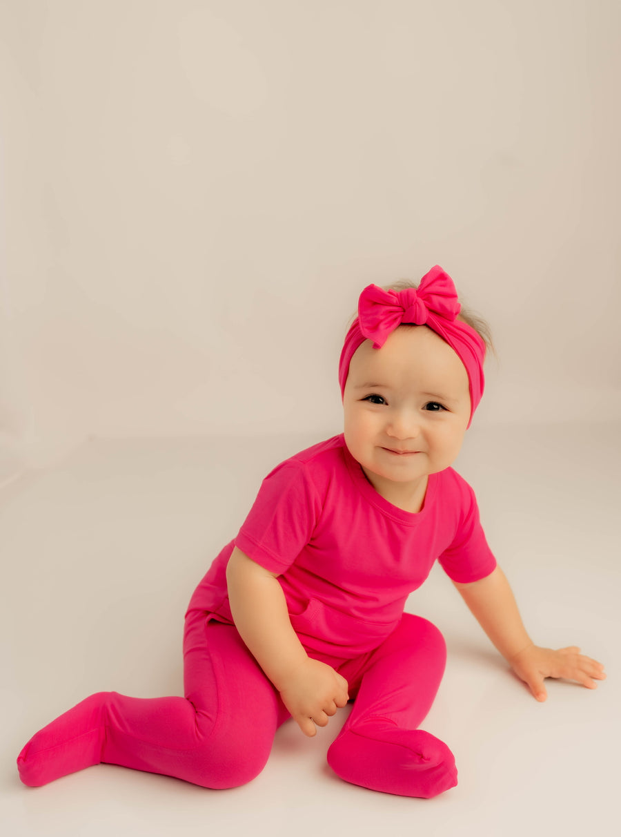 Front Opening Romper in Fuchsia | Bamboo Viscose