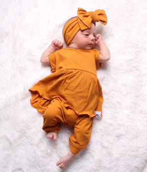 Front Opening Twirl Shortie Romper in Amber | Ribbed Bamboo Viscose