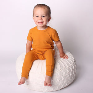 Front Opening Romper in Amber | Bamboo Viscose