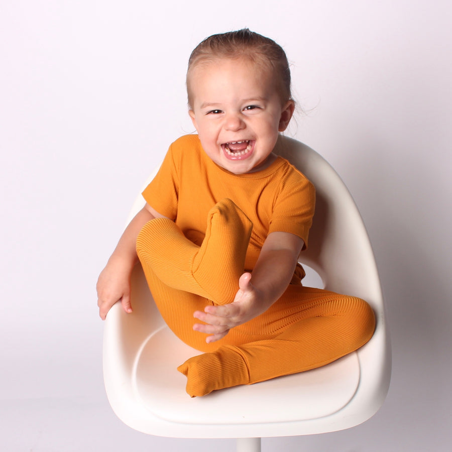 Front Opening Romper in Amber | Bamboo Viscose
