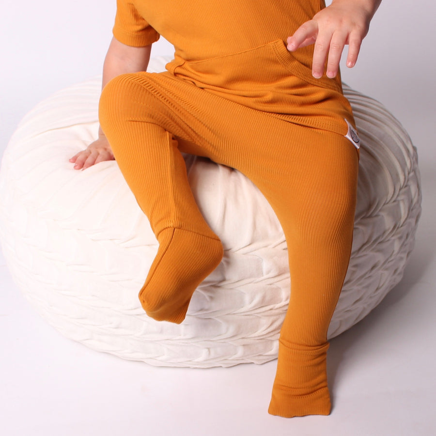 Front Opening Romper in Amber | Bamboo Viscose
