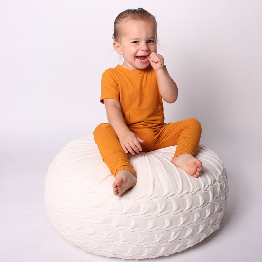 Front Opening Romper in Amber | Bamboo Viscose