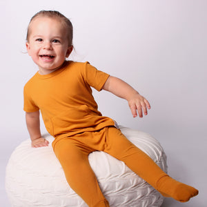 Front Opening Romper in Amber | Bamboo Viscose