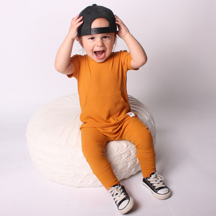 Front Opening Romper in Amber | Bamboo Viscose