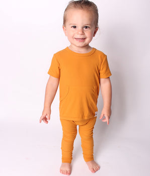 Front Opening Romper in Amber | Bamboo Viscose