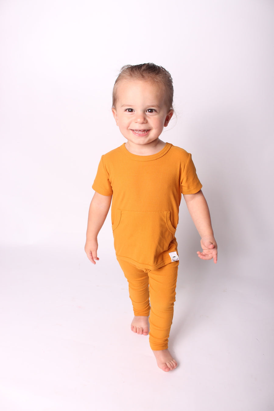 Front Opening Romper in Amber | Bamboo Viscose
