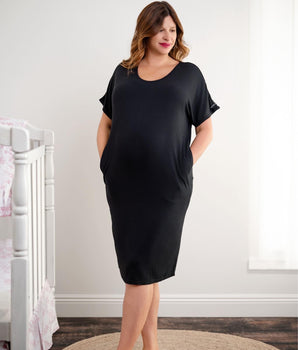 Women’s “California Lounge Dress” in Ribbed Essential Midnight