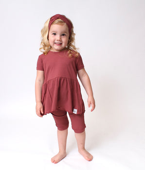 Front Opening Twirl Shortie Romper in Memphis Rust | Ribbed Bamboo Viscose
