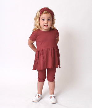 Front Opening Twirl Shortie Romper in Memphis Rust | Ribbed Bamboo Viscose