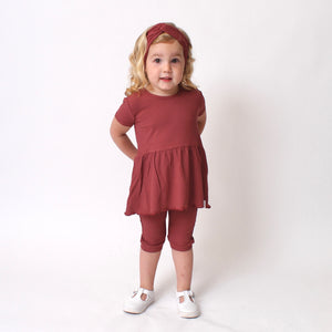 Front Opening Twirl Shortie Romper in Memphis Rust | Ribbed Bamboo Viscose