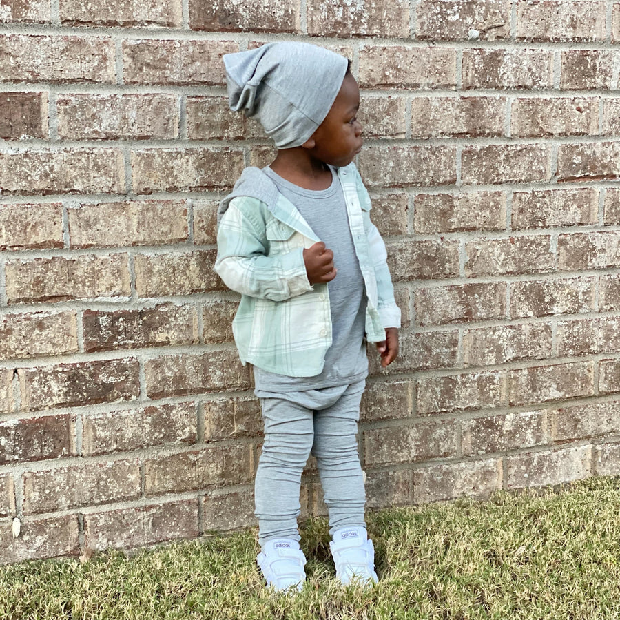 Front Opening Romper in Heathered Grey | Bamboo Viscose