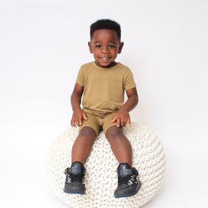 Front Opening Shortie Romper in Khaki | Bamboo Viscose