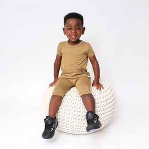 Front Opening Shortie Romper in Khaki | Bamboo Viscose