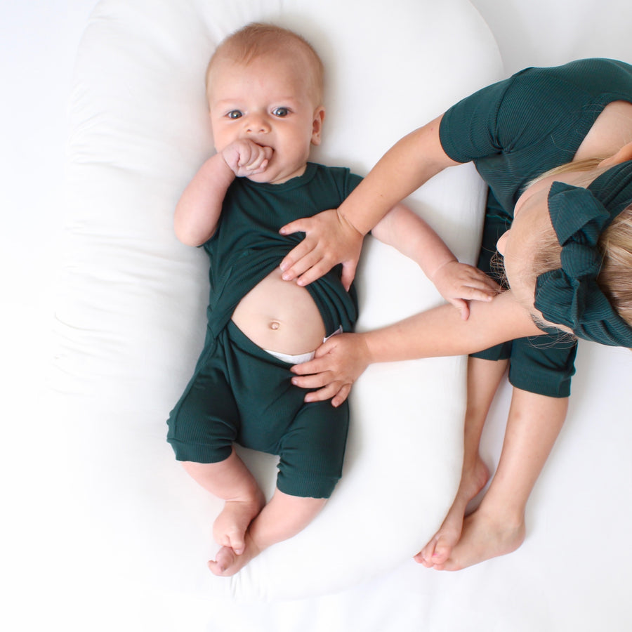 Front Opening Shortie Romper in Sage | Bamboo Viscose