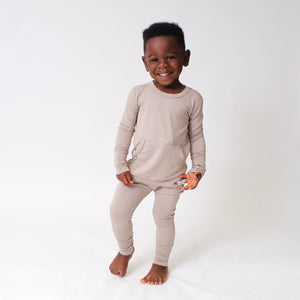 Front Opening Romper in Taupe | Bamboo Viscose