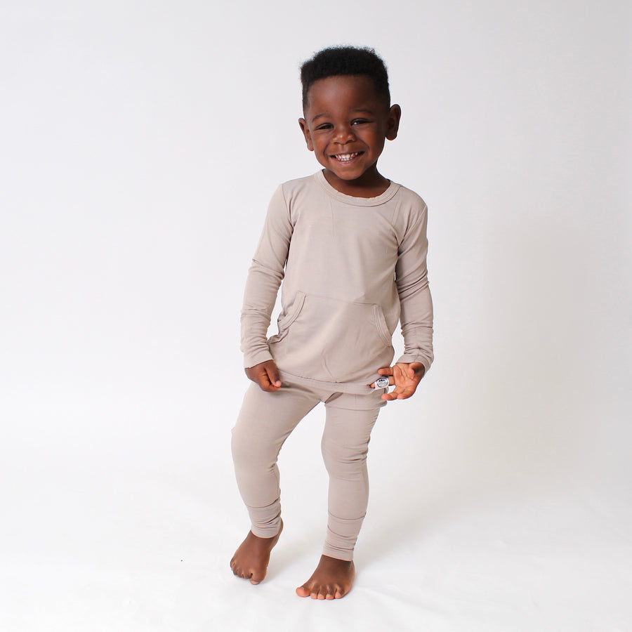 Front Opening Romper in Taupe | Bamboo Viscose
