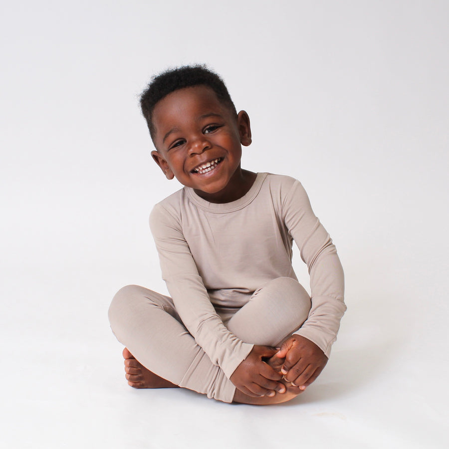 Front Opening Romper in Taupe | Bamboo Viscose