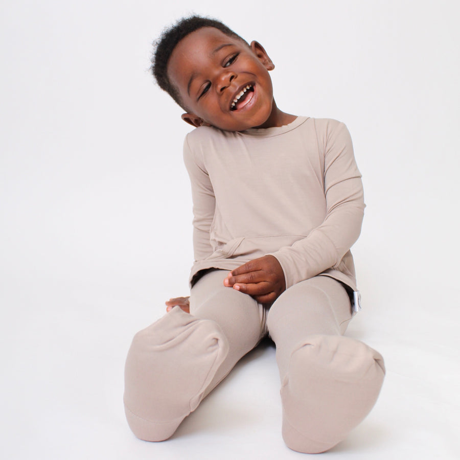 Front Opening Romper in Taupe | Bamboo Viscose