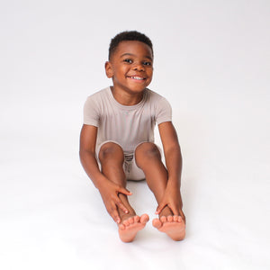 Front Opening Shortie Romper in Taupe | Bamboo Viscose