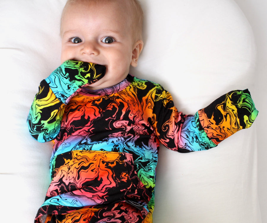 Front Opening Romper in Prism | Bamboo Viscose