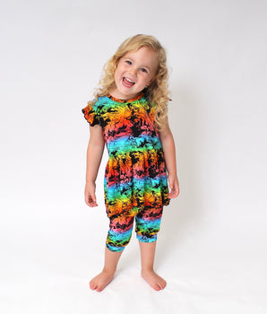 Switch-A-Roo ™ Reversible Opening Twirl Shortie Romper in Prism | Bamboo Viscose