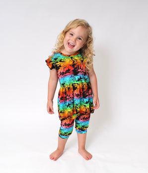 Switch-A-Roo ™ Reversible Opening Twirl Shortie Romper in Prism
