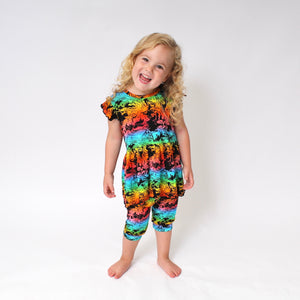 Switch-A-Roo ™ Reversible Opening Twirl Shortie Romper in Prism | Bamboo Viscose