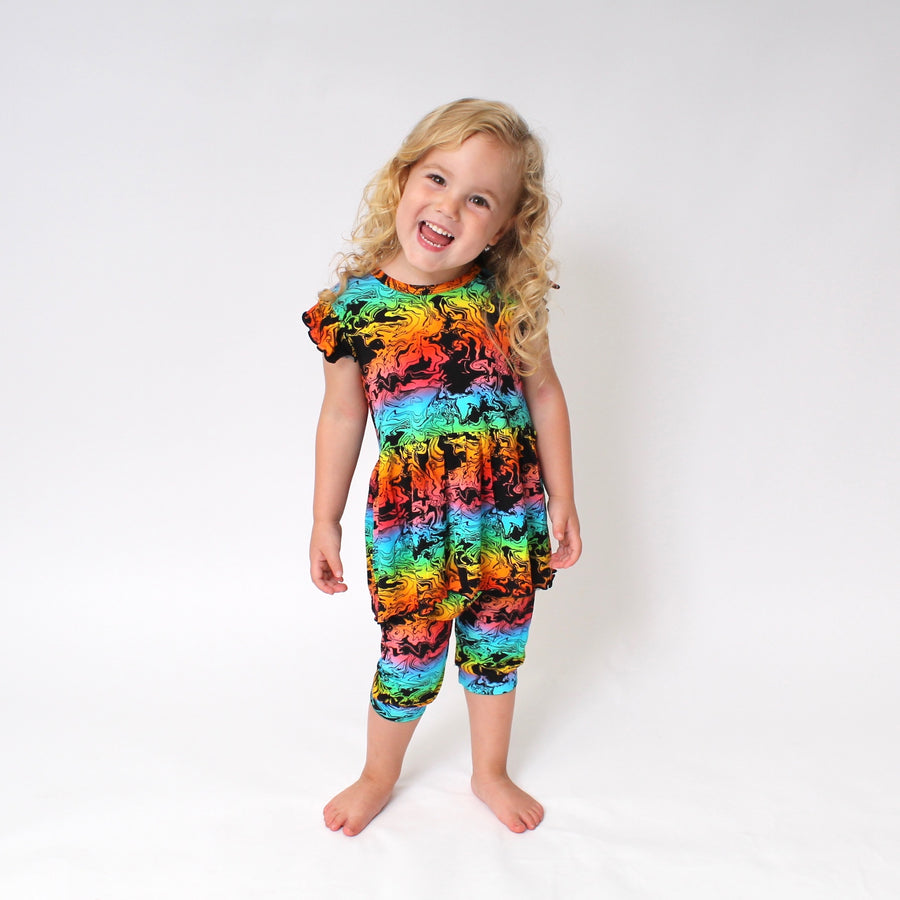 Switch-A-Roo ™ Reversible Opening Twirl Shortie Romper in Prism | Bamboo Viscose