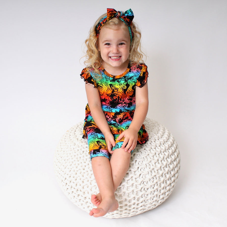 Switch-A-Roo ™ Reversible Opening Twirl Shortie Romper in Prism | Bamboo Viscose