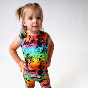 Front Opening Tank Shortie Romper in Prism | Bamboo Viscose