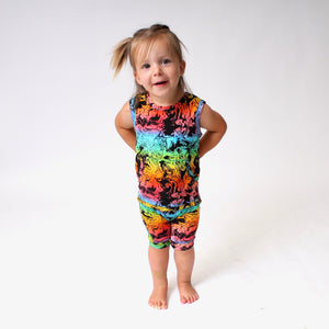 Front Opening Tank Shortie Romper in Prism | Bamboo Viscose