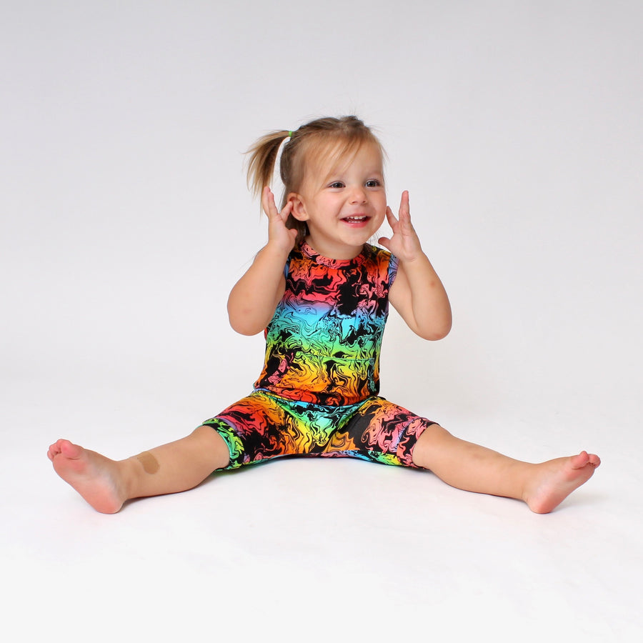 Front Opening Tank Shortie Romper in Prism | Bamboo Viscose