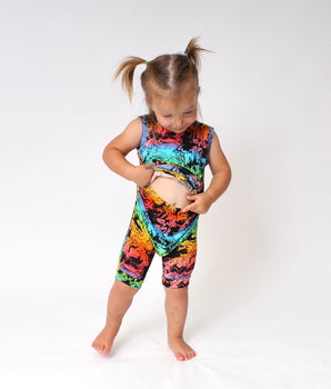 Front Opening Tank Shortie Romper in Prism