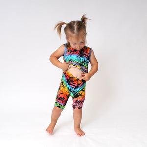 Front Opening Tank Shortie Romper in Prism | Bamboo Viscose