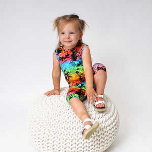 Front Opening Tank Shortie Romper in Prism | Bamboo Viscose