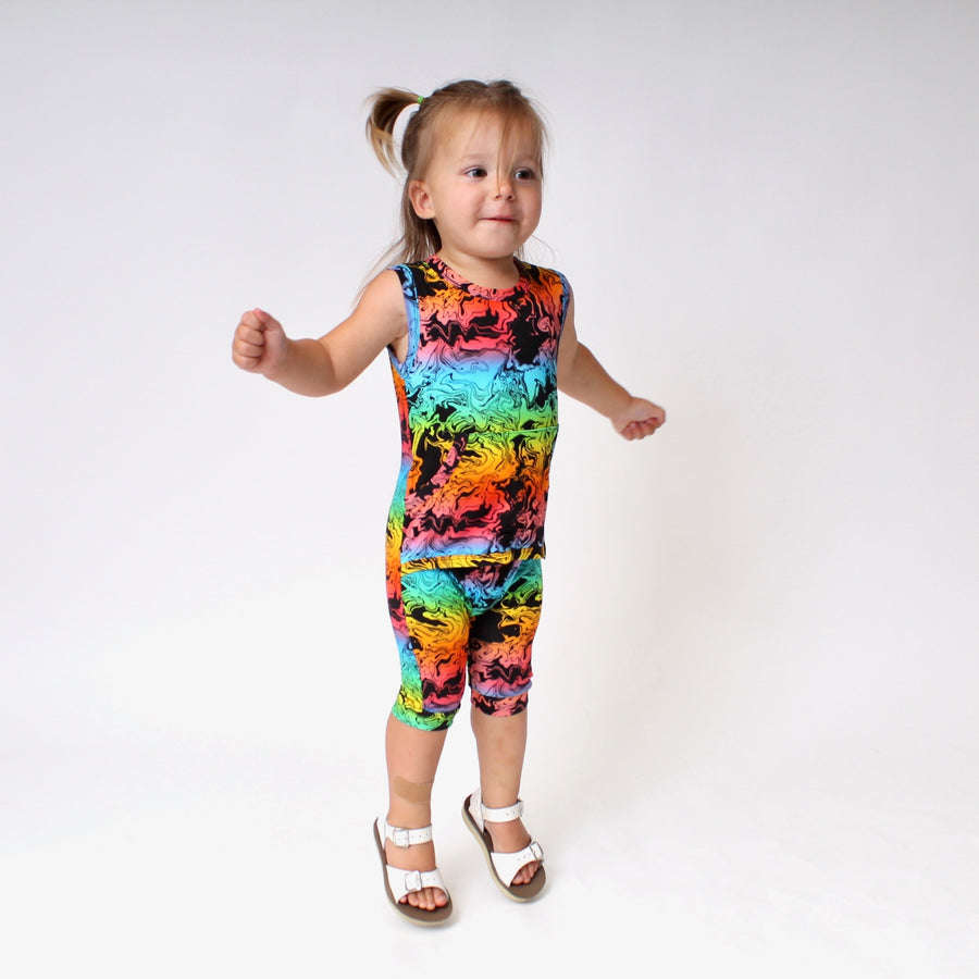 Front Opening Tank Shortie Romper in Prism | Bamboo Viscose