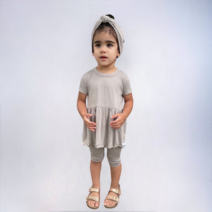 Front Opening Twirl Shortie Romper in Taupe | Ribbed Bamboo Viscose