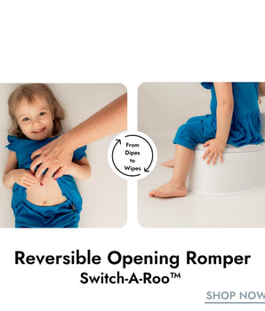 Switch-A-Roo ™ Reversible Opening Twirl Shortie Romper in Azure | Bamboo Viscose