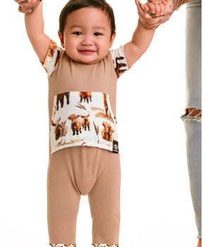 Front Opening Ready Set Romper® in Highland Dreams + Ribbed Caramel