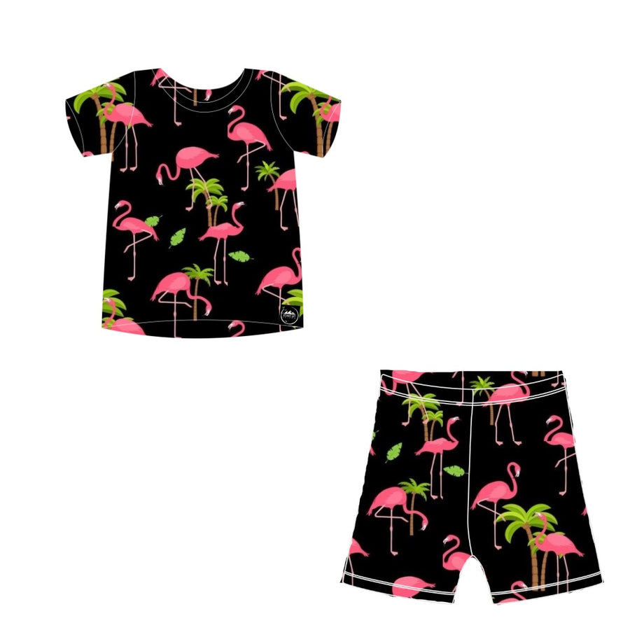 2 pc Loungewear Set in Flamingos | Bamboo Viscose
